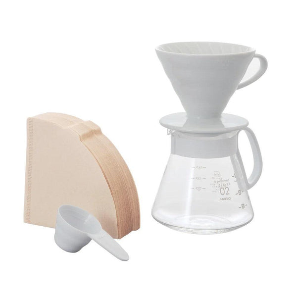 Hario V60 02 Seramik Kahve Demleme Seti Beyaz - kahvebi