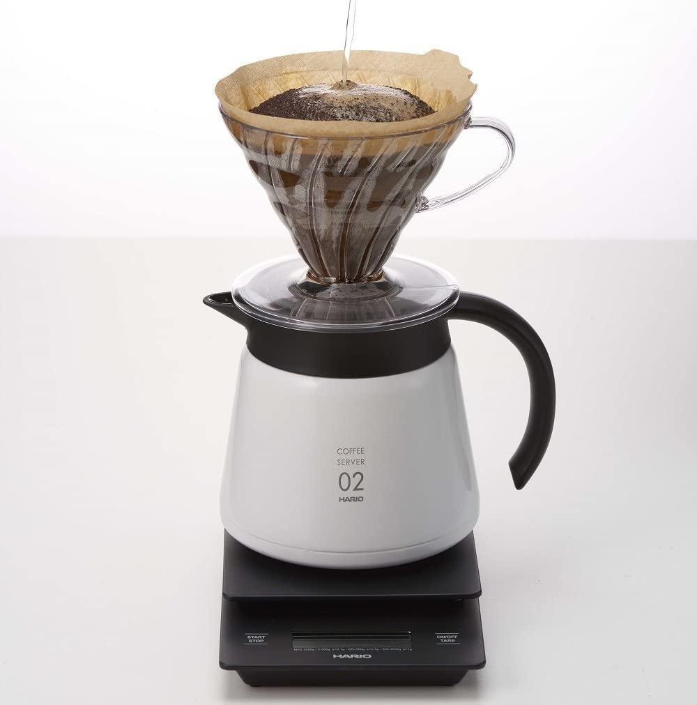 Hario V60 03 Yalıtımlı Paslanmaz Servis Sürahisi 0.8 Lt Beyaz