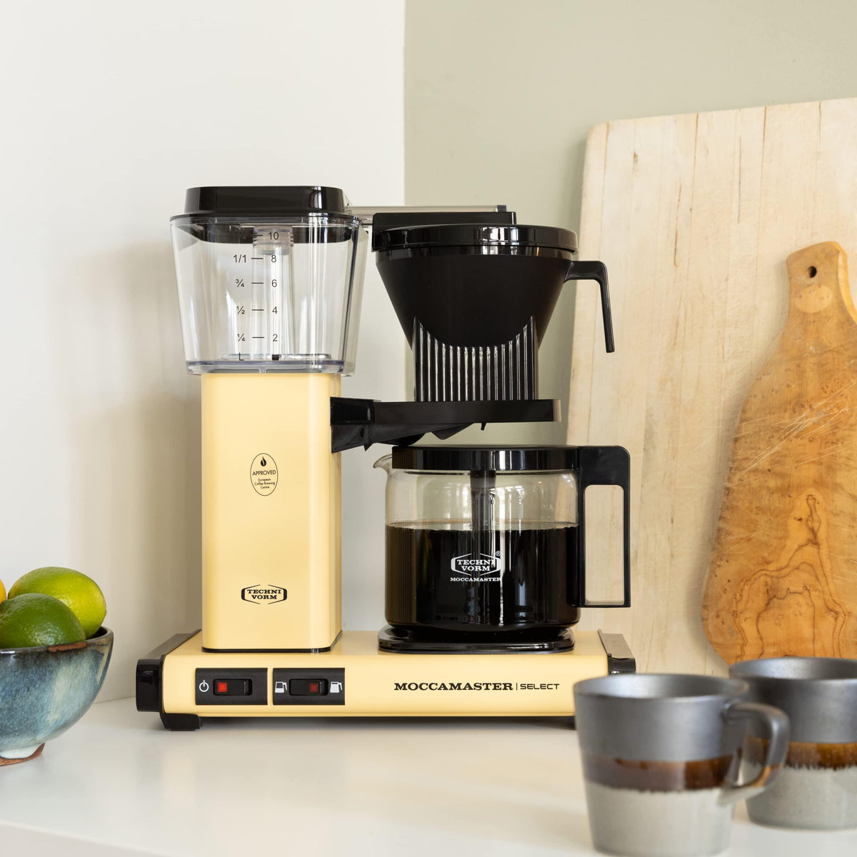 Moccamaster KBG Select Filtre Kahve Makinesi Cam Potlu Pastel Sarı